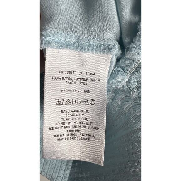 Maeve Anthropologie Womens Blue Rosa Swiss Dot Smocked Hem Blouse Sz XL - Picture 8 of 10